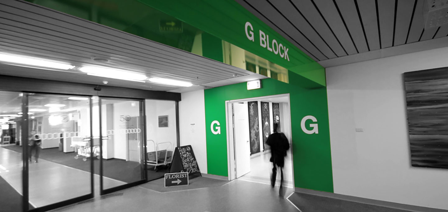 Hospital Wayfinding G Block Entrance