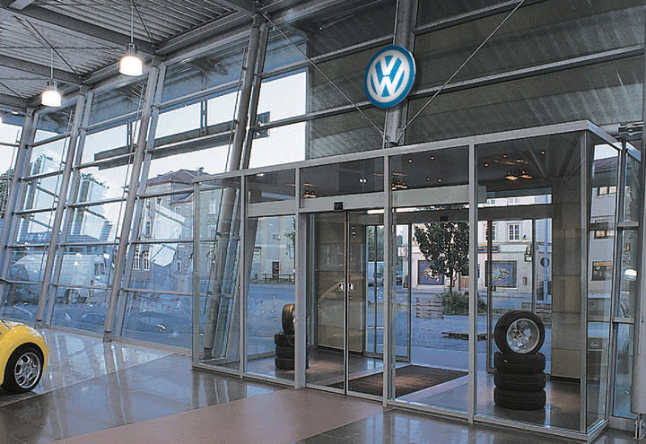 VW Dealership Glass Entrance