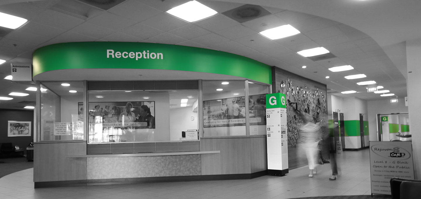 Hospital Wayfinding G Block Reception